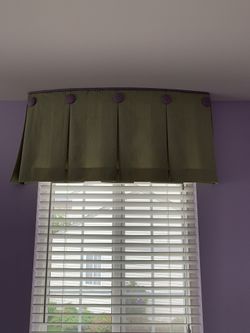 Green and purple window treatment