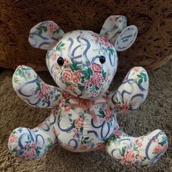 1990s Vintage Floral Teddy Bear