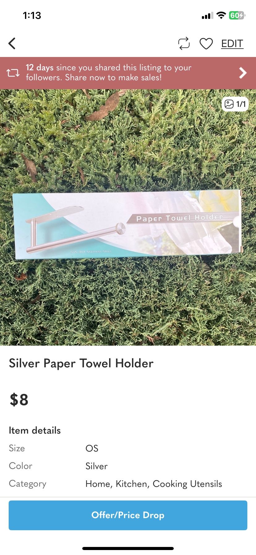 Silver Paper Towel Holder