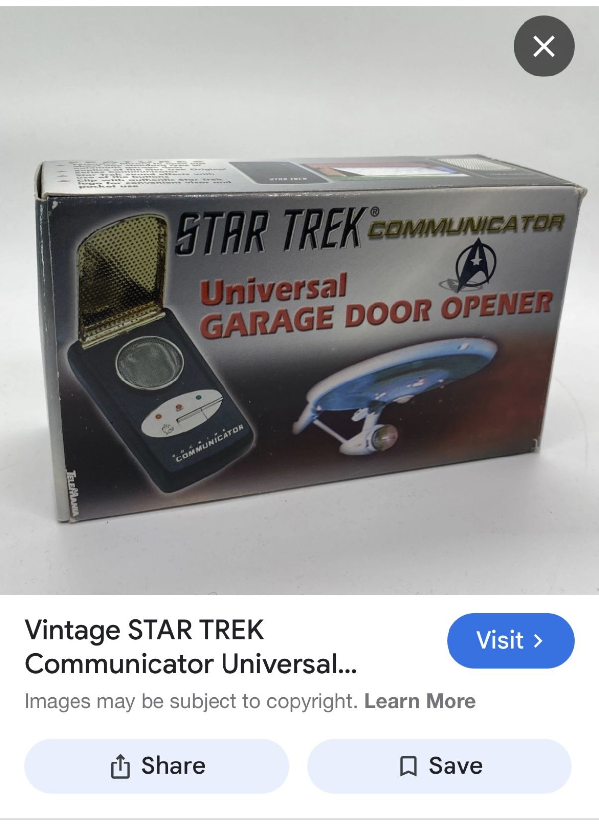 Vintage Star Trek Communicator Universal Garage Door Opener