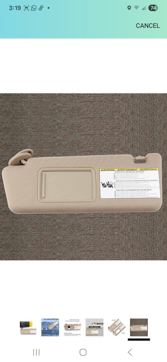 Dasbecan Left Driver Side Sun Visor Compatible with Toyota Tacoma 2005 2006 2007 2008 2009 2010 2011 2012 2013 2014 2015 Visor Assembly Without Light