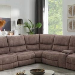 Brand New Super Plush Brown Power Reclining Sectional Sofa