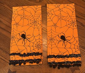 Set Of Two Spider And Web Hand Towels