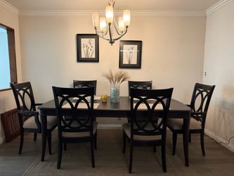 Dark Wood Dining Table with 8 Chairs