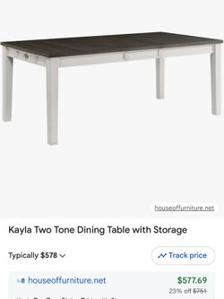 Kayla Two Tone Dining Table with Two Drawers