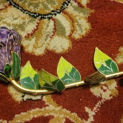 Lacquered Purple Glass Forever Rose  W Gold Trim