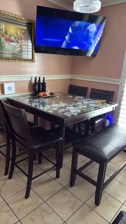 Dinning room table with glass