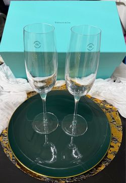 Tiffany & Co. Crystal Champagne Flutes Set of 2