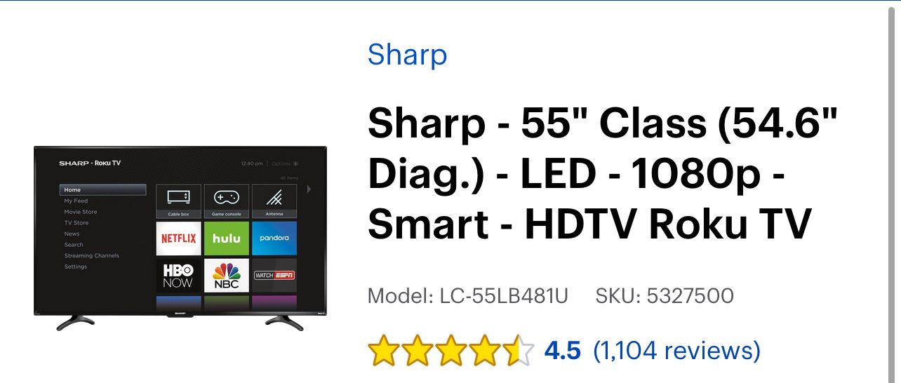 Sharp Roku TV 55’
