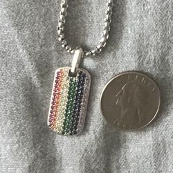 Multi color Designer dog-tag necklace 925 22 inch chain