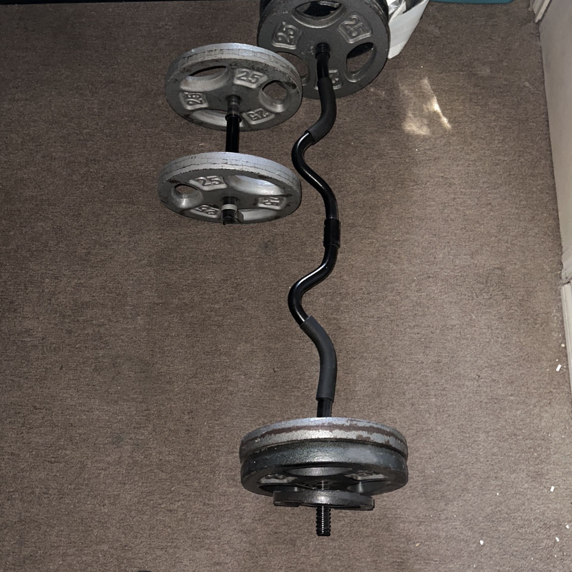 Weights And Curl Bar