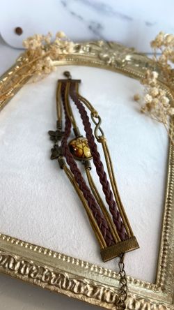 Bracelet with glass & butterfly charms