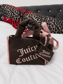 VIRAL Brown & pink suede square tote bag