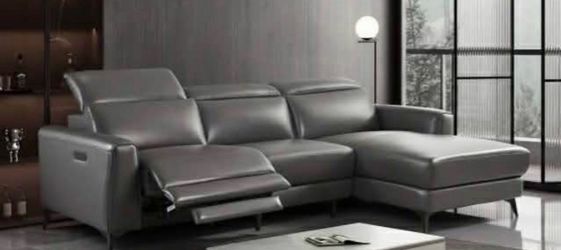 New top grain genuine leather power recliner sectional couch / free delivery