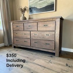 Rustic 7-Drawer Wooden Dresser – 64” Wide – Free Delivery