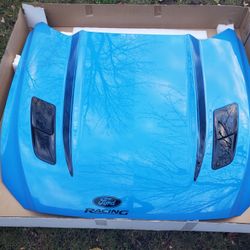 Blue Ford Mustang Hood w/ Louvers 2017-2023