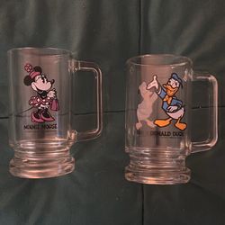 2 Vintage 1980’s Disney Glass Mugs
