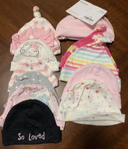 Gently Used And Some Are New Hats For Newborn Girl.