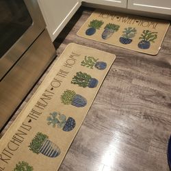 Home Sweet Home Cactus Green Plant Pot Decorative Kitchen Mats. High Quality Material and Washable!!