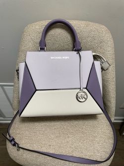 Authentic Michael Kors Colorblock  Satchel / Crossbody Bag - Lilac & White