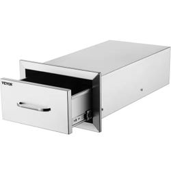 Outdoor Kitchen Drawers 14 in. W x 8.5 in. H x 23 in. D Stainless Steel Flush Mount Double Access Drawers with Handle