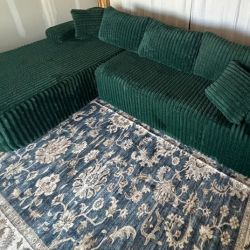Modern Green Modular L-Shaped Sectional Sofa –Couch w/ Chaise, Deep Seat Living Room Furniture- Hobestluk