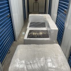 White Sectional Couch (two Pieces With Center Ottoman) 