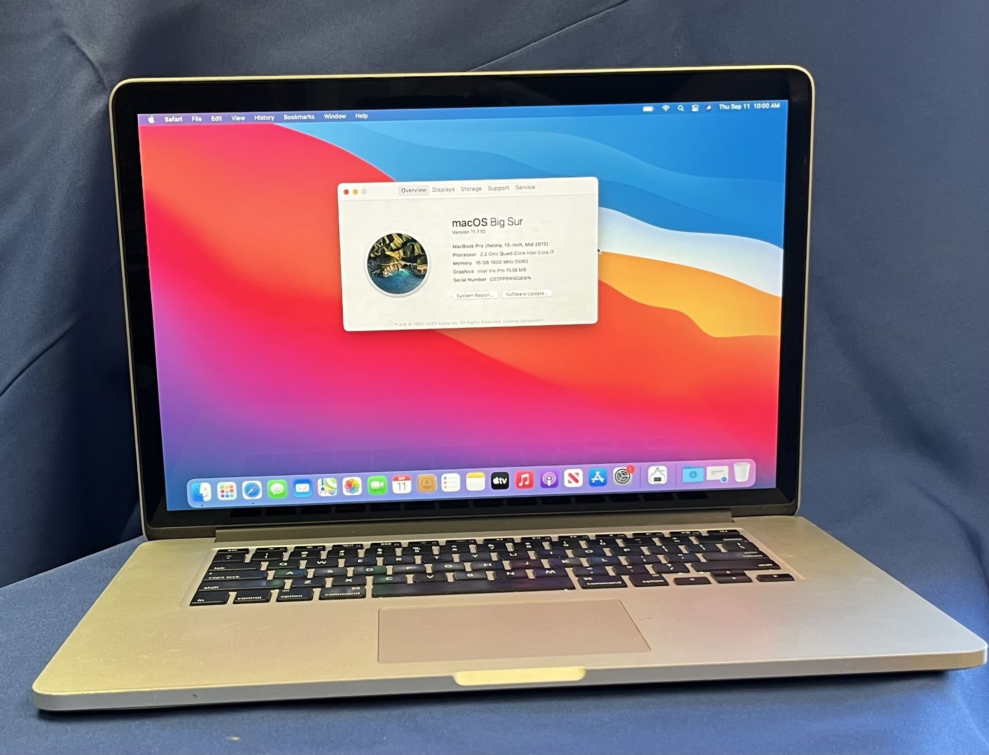 15” 2015 MacBook Pro Core i7 - 16gb Ram - Mac OS Big Sur - READ! As-is