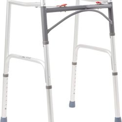 McKesson Folding Walker with Rubber Tips - Adjustable Height, Lightweight Mobility Aid, 350 lb Weight Limit, 1 Count