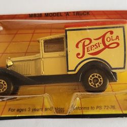 Matchbox SF MB38 Model A Truck COLOR is white & blue with Pepsi- Cola 1983 Car