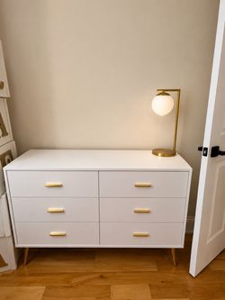 White six-drawer dresser