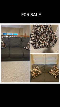Gray Fabric Sofa, Loveseat, and Accent Chair Set