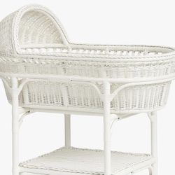 Pottery Barn White Wicker Bassinet 
