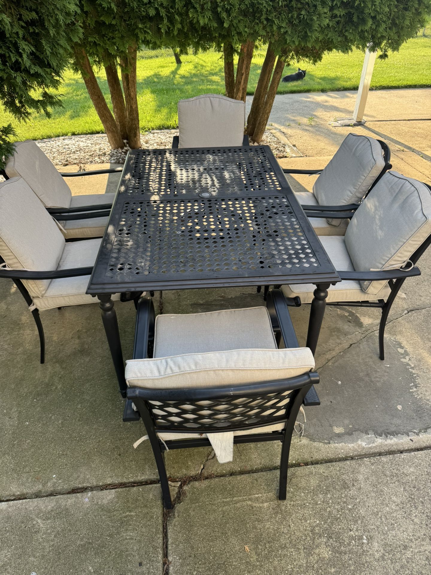 Rectangular Patio Dining Table Set With 6 Chairs