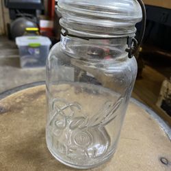 🥤 Vintage Ball “Ideal” Mason Jar w/ Original Glass Lid – 