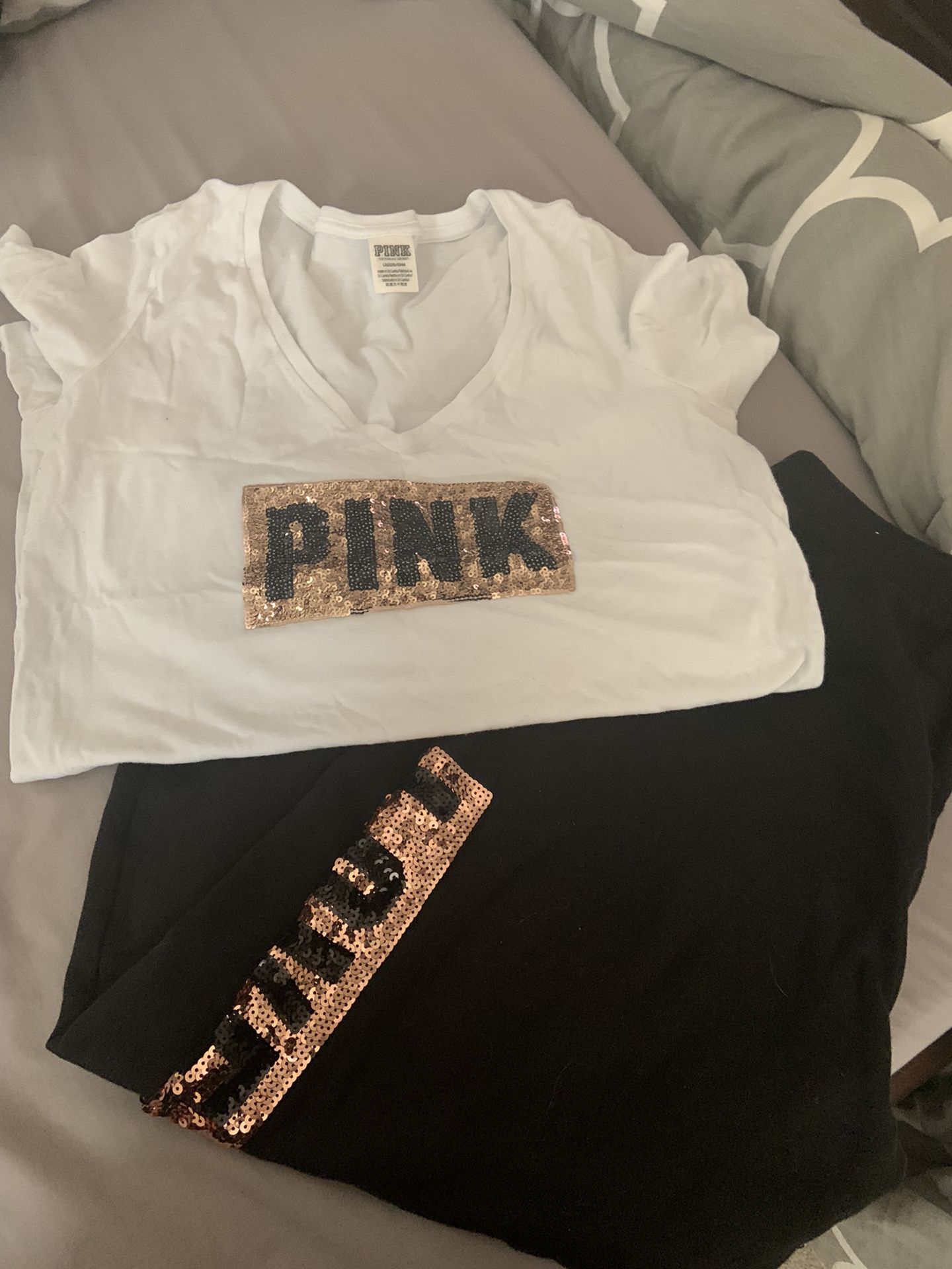 PINK Bling Shirt and Jogger Size L Gently used