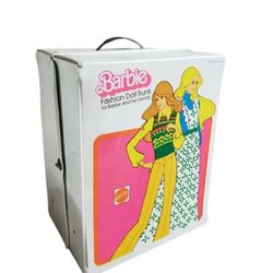 Barbie 1975 Vintage Doll Case Trunk Clothes Doll Storage Case Bag - Rare 