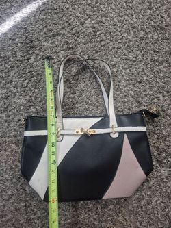 Black White and Pink Color Block Tote Bag
