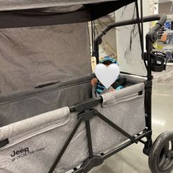 Jeep Wagon 2 Seater For Babies Stroller And Storage Wagon Also Has Rooftop Cover For Rain And Sunshine