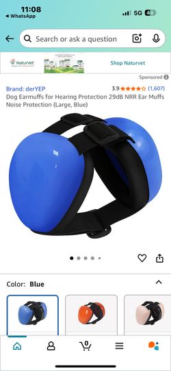 Dog Earmuffs for Hearing Protection 29dB NRR Ear Muffs Noise Protection (Large, Blue)