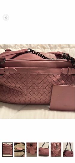 Bottega Veneta Pink Woven Bag with Chain