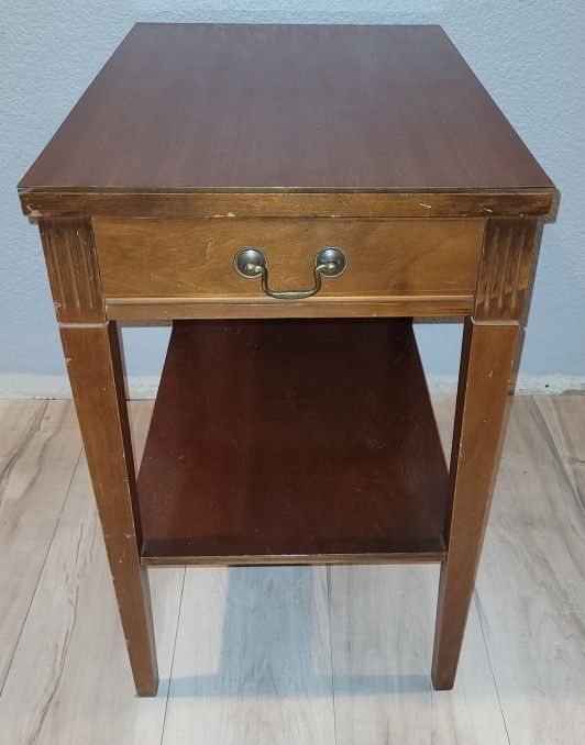 1960's Vintage Mersman Mohagany 2-Tier End Table W/Drawer (7641)