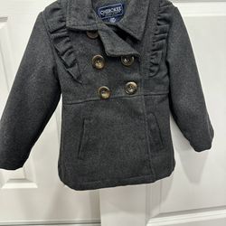 Cherokee Wool Pea coat Toddler Girl 24 months  | Charcoal Gray 