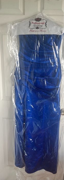 David’s Bridal Royal Blue Strapless Formal Gown
