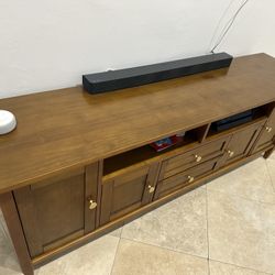 Light Brown Solid Wood tv Stand With Cabinets