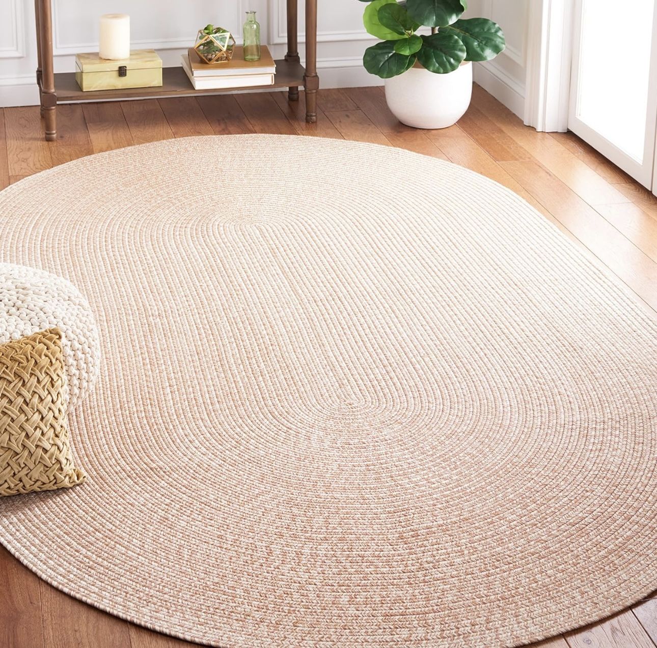 SAFAVIEH Braided Collection Area Rug - 5' x 8' Oval, Natural, Handmade Farmhouse
