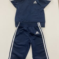 Adidas Baby Boy Tricot Tracksuit - Navy Blue/White - Size 9M