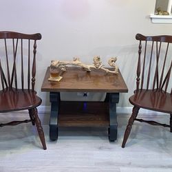 Vintage Ethan Allen Sheffield Solid Cherry Duxbury Fiddleback Chairs Set Of 2