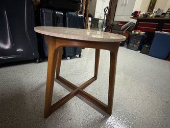 SOLID WOOD END TABLE with STONE TOP