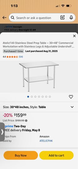 Stainless steel table